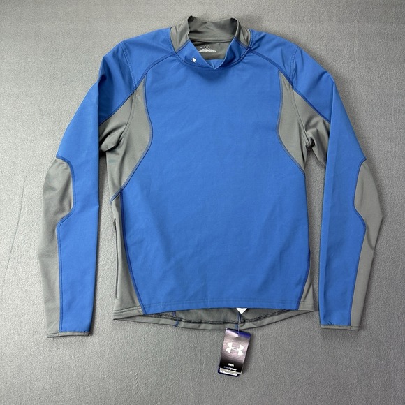 NWT Under Armour Coldgear Jacket Pullover Mens L Large Blue Soft Shell Mock Neck - Picture 1 of 10